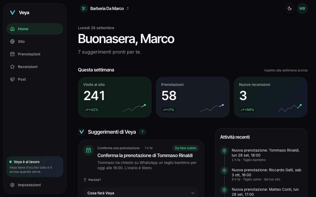 La Home dell'app, nella versione scura di allora